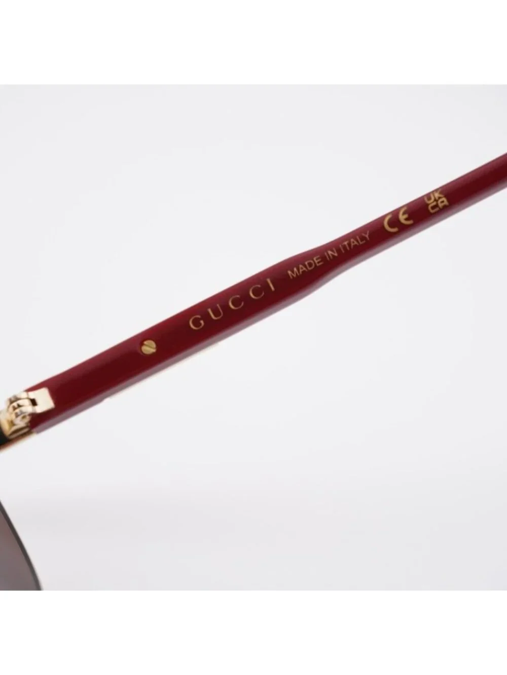 Gucci GG1799S 004 Sunglasses Gold/Burgundy Square Frame, Brown Lenses